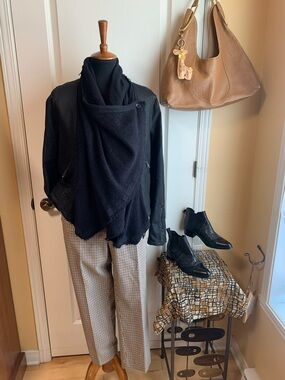 Free People  coated denim jacket drape neckline